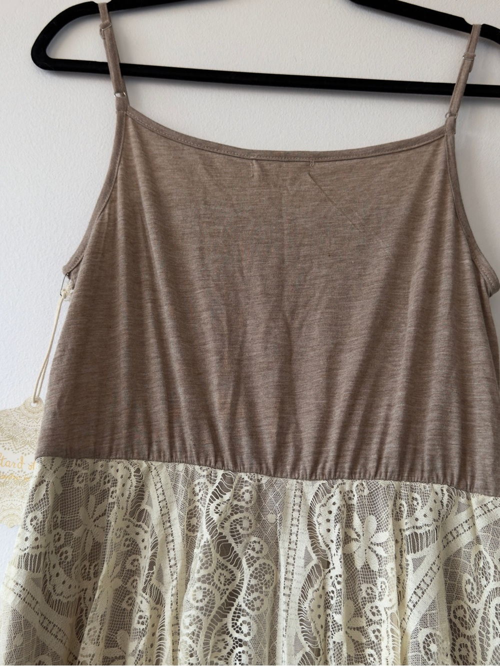 Altar'd State Soft Taupe Lace-Trim Dress - Picture 6 of 7